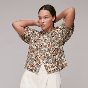 Whistles Safari Puff Sleeve Blouse Size US6